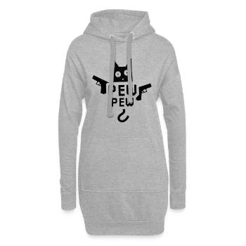 Pew Pew Cat Meme Katze - Hoodie-Kleid - Grau meliert - Vorne
