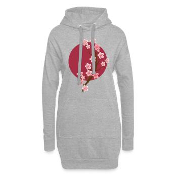 Sakura Fleur de cerisier - Sweat-shirt à capuche long Femme - gris chiné - Devant