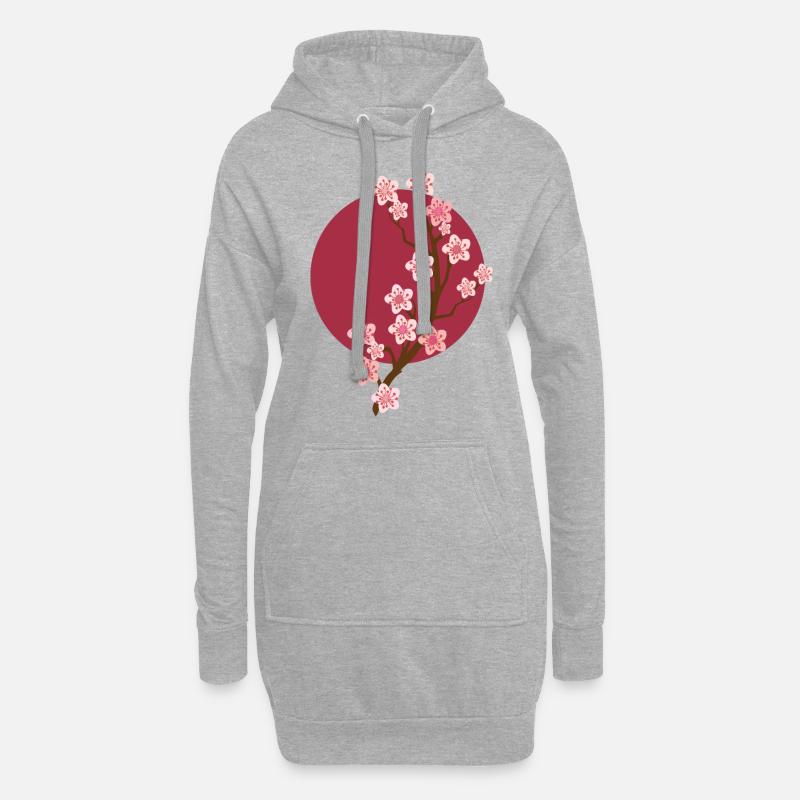 Sakura Kirschblüte - Hoodie-Kleid - Grau meliert