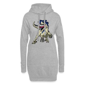 dangereux raptor t-rex dinosaure cadeau - Sweat-shirt à capuche long Femme - gris chiné - Devant