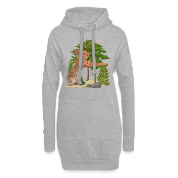 Chasse au lièvre - Sweat-shirt à capuche long Femme - gris chiné - Devant