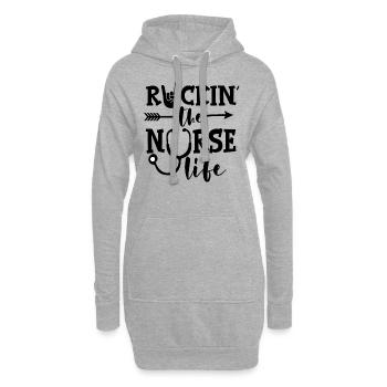 Rockin' the Nurse Life, lustiges Geschenk für Krankenschwestern - Hoodie-Kleid - Grau meliert - Vorne