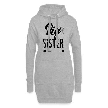Große Schwester Big Sis Geschwister Geschenk - Hoodie-Kleid - Grau meliert - Vorne