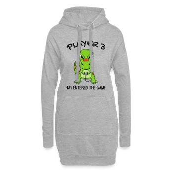 Le joueur 3 a le jeu Entering Baby Dinosaurs - Sweat-shirt à capuche long Femme - gris chiné - Devant