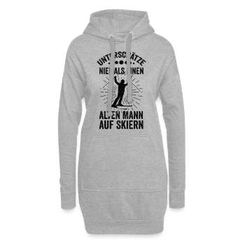 Ski Skifahren Skifahrer Geschenk Lustige Sprüche - Hoodie-Kleid - Grau meliert - Vorne