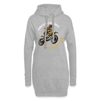 Né pour conduire une moto forcé à l'école - Sweat-shirt à capuche long Femme - gris chiné - Devant