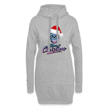 Tête de mort dans le design de Noël - Sweat-shirt à capuche long Femme - gris chiné - Devant