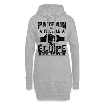 Parrain et Filleule Cadeau - Sweat-shirt à capuche long Femme - gris chiné - Devant