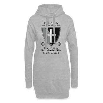 Bouclier templier - Sweat-shirt à capuche long Femme - gris chiné - Devant