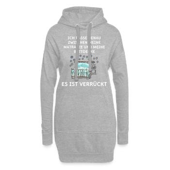Schlaf Oberteil Schlafanzug Pyjama Schlafshirt - Hoodie-Kleid - Grau meliert - Vorne