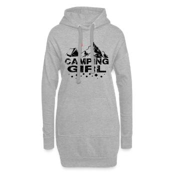 Camping Girl Design - Sweat-shirt à capuche long Femme - gris chiné - Devant