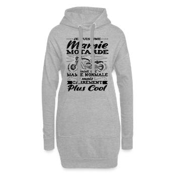 Mamie Motarde Humour Mamou Grand-Mère Motocyclette - Sweat-shirt à capuche long Femme - gris chiné - Devant