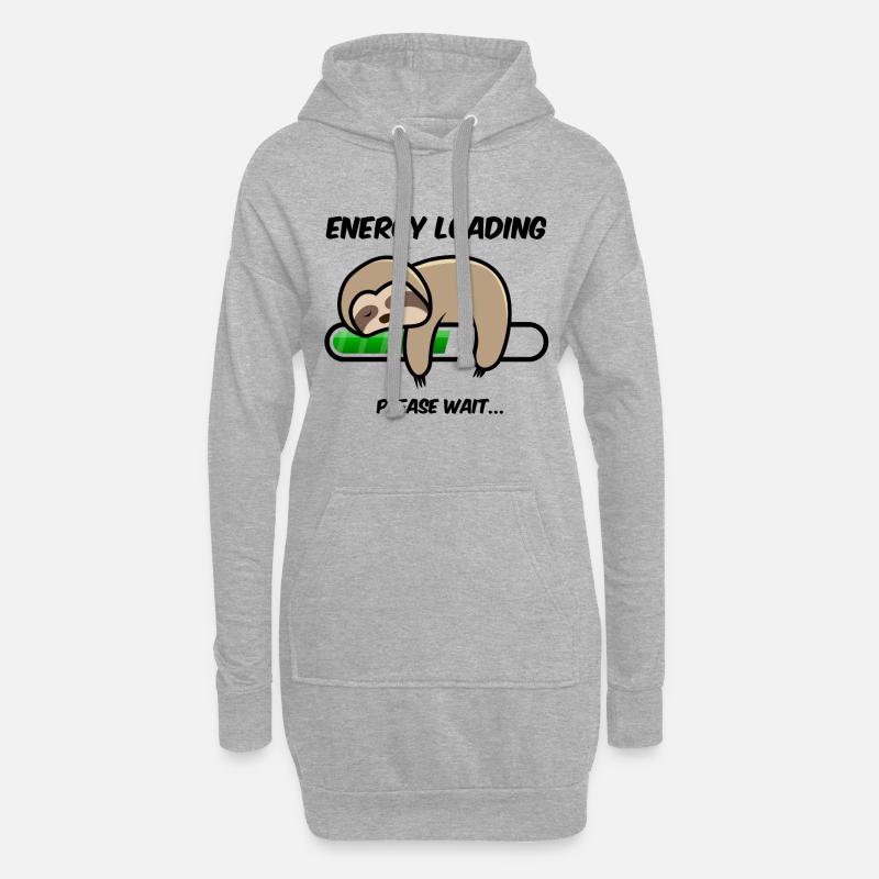 Faultier energy loading... please wait - Sweat-shirt à capuche long Femme - gris chiné