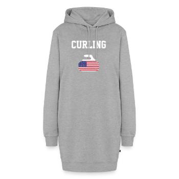 Curling amerikanische Flagge, Curling - Hoodie-Kleid - Grau meliert - Vorne