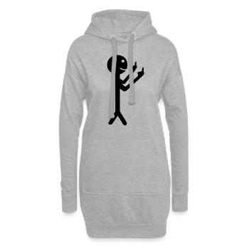 Mittelfinger Stinkefinger Strichmännchen - Hoodie-Kleid - Grau meliert - Vorne
