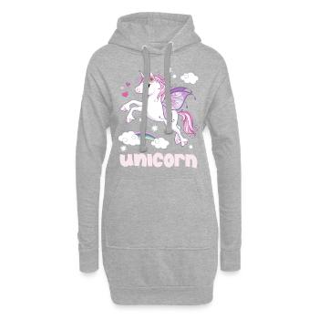 Einhorn Unicorns Magical time Ich will ein Einhorn - Hoodie-Kleid - Grau meliert - Vorne