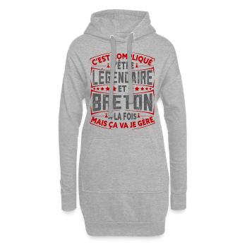 Breton Rigolo Cadeau Hommes de la Bretagne - Sweat-shirt à capuche long Femme - gris chiné - Devant