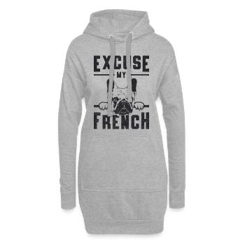 Französische Bulldogge Hunde Vintage Geschenkidee - Hoodie-Kleid - Grau meliert - Vorne
