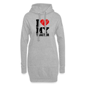 I love my tractor - Hoodie-Kleid - Grau meliert - Vorne