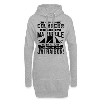 Couvreur Zingueur Humour - Sweat-shirt à capuche long Femme - gris chiné - Devant