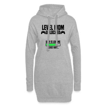Level Mom unlocked - Hoodie-Kleid - Grau meliert - Vorne