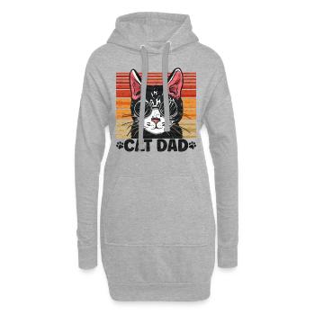 Chat de style vintage - Chats Papa - Sweat-shirt à capuche long Femme - gris chiné - Devant