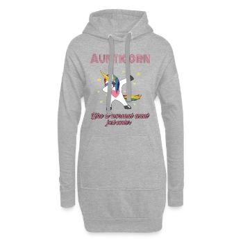 Aunticorn Unicorn Mädchen Einhorn Dabbing Unicorn - Hoodie-Kleid - Grau meliert - Vorne
