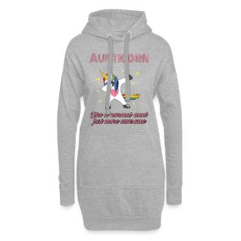 Aunticorn Unicorn Mädchen Einhorn Dabbing Unicorn - Hoodie-Kleid - Grau meliert - Vorne