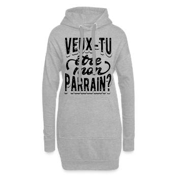 Veux Tu Etre Mon Parrain - Sweat-shirt à capuche long Femme - gris chiné - Devant