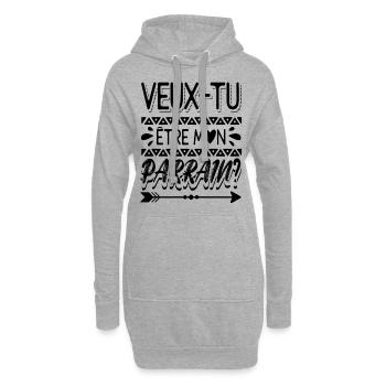 Veux Tu Etre Mon Parrain - Sweat-shirt à capuche long Femme - gris chiné - Devant