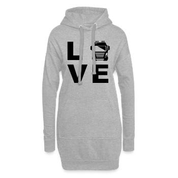 Love Camion chauffeur LOVE Routier routier - Sweat-shirt à capuche long Femme - gris chiné - Devant
