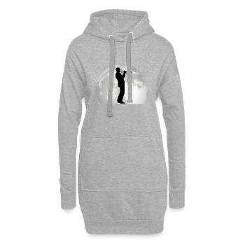 Trompette Lune Orchestre trompette musicien - Sweat-shirt à capuche long Femme - gris chiné - Devant