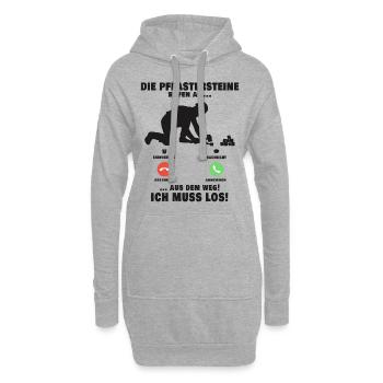 Die Pflastersteine rufen Pflasterer Anruf - Hoodie-Kleid - Grau meliert - Vorne