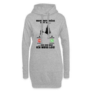 Meine Motorsäge ruft an Baumfäller Anruf - Hoodie-Kleid - Grau meliert - Vorne