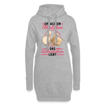 Seidenhuhn Mädchen Seidenhühner Silkie Mädel - Hoodie-Kleid - Grau meliert - Vorne