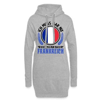Frankreich Urlaub Französische Flagge - Hoodie-Kleid - Grau meliert - Vorne