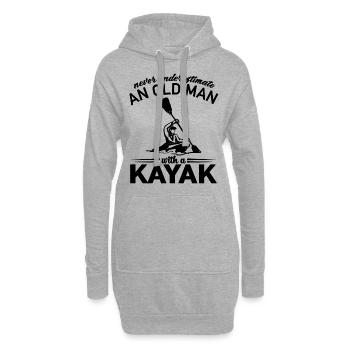 Never Underestimate an old man with a Kayak Papy - Sweat-shirt à capuche long Femme - gris chiné - Devant