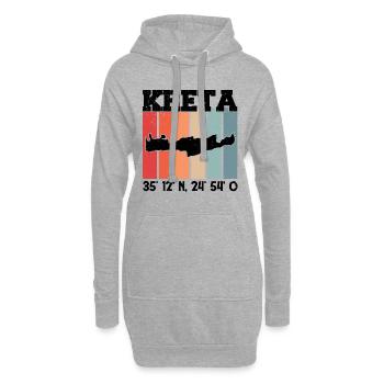Kreta Koordinaten Griechenland Urlaub Reise - Hoodie-Kleid - Grau meliert - Vorne