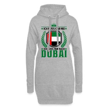 Ich muss gar nix Ich muss nur nach Dubai VAE - Hoodie-Kleid - Grau meliert - Vorne