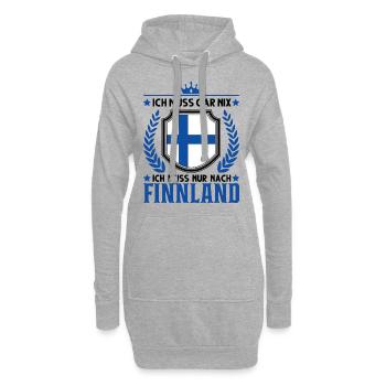 Ich muss gar nix Ich muss nur nach Finnland - Hoodie-Kleid - Grau meliert - Vorne