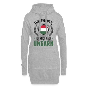 Mir reicht's Ich reise nach Ungarn - Hoodie-Kleid - Grau meliert - Vorne