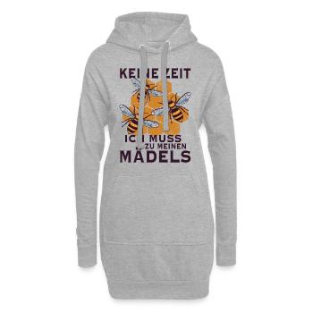 Bienen Imker Keine Zeit Ich Muss Zu Meinen Mädels - Hoodie-Kleid - Grau meliert - Vorne