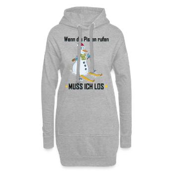 Wenn die Pisten rufen, muss ich los - Hoodie-Kleid - Grau meliert - Vorne