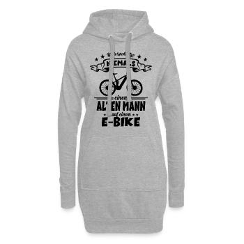 Alter Mann E-Bike Fahrrad - eBike Elektrofahrrad - Hoodie-Kleid - Grau meliert - Vorne