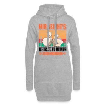 Seidenhuhn Seidenhühner Silkie Chicken - Hoodie-Kleid - Grau meliert - Vorne