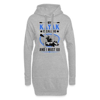 My kayak is calling Kajak Kajakfahrer - Hoodie-Kleid - Grau meliert - Vorne