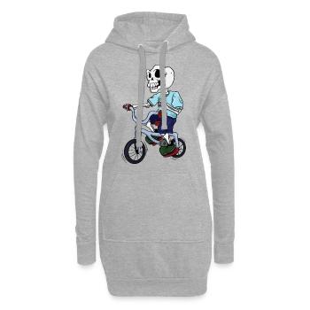 Skeleton Skull Bicycle Gift - Hoodie Dress - heather grey - Front