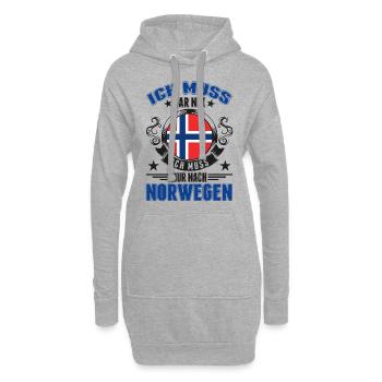 Norwegen Urlaub Norwegische Flagge - Hoodie-Kleid - Grau meliert - Vorne