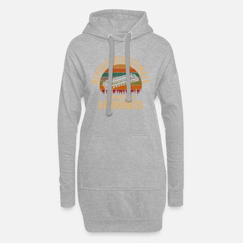 Never Underestimate a man with a harmonica, harmon - Hoodie Dress - heather grey