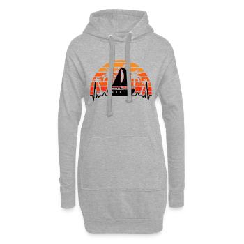 Segelboot Herzschlag Retro Kapitän Segler Schiff - Hoodie-Kleid - Grau meliert - Vorne